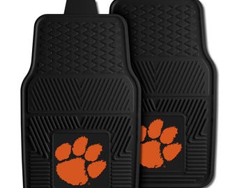 Clemson Tigers 2pc Piece Vinyl Car Mats Heavy Duty Car Mat 18"x27"