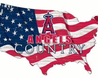 Los Angeles Angels USA Country Flag Team Sign Wood Plaque 18 x 11 NEW