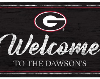 Georgia Bulldogs Personalized Sign Team Color Welcome Sign 19x11