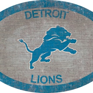 Detroit Lions Sign Wall Art 46&quot; Distressed & Weathered Sign Team Color