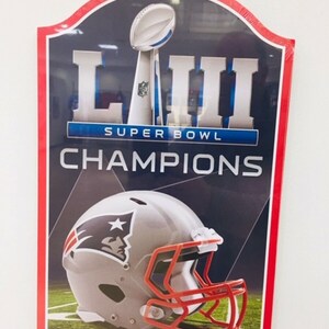 New England Patriots Sign Super Bowl 53 Champions Wood Sign 11&quot; X 17&quot;