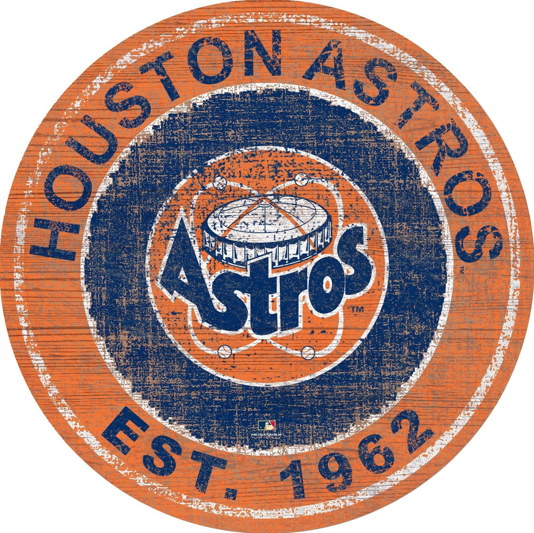 Houston Astros MLB Round Distressed Established Historic Wood | Etsy