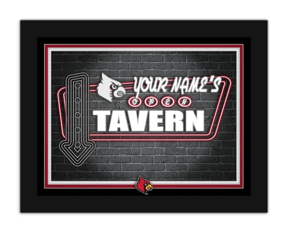 Louisville Cardinals Personalized Sign Framed Neon Tavern Print Sign 18x14