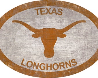 Texas Longhorns Sign Wall Art 46" Distressed & Weathered Sign Team Color