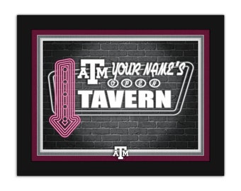Enseigne personnalisée Texas A&M encadrée, néon imprimé taverne 18 x 14
