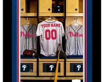 Philadelphia Phillies Personalized Sign Locker Room Print Baseball FRAMED 14x18