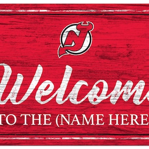 New Jersey Devils Personalized Sign Team Color Welcome Sign 19x11