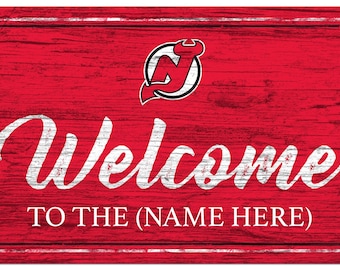 New Jersey Devils Personalized Sign Team Color Welcome Sign 19x11