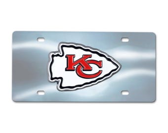 Kansas City Chiefs Diecast Stainless Steel 3D License Plate Car Truck Auto