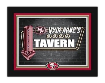 San Francisco 49ers Personalized Sign Framed Neon Tavern Print Sign 18x14