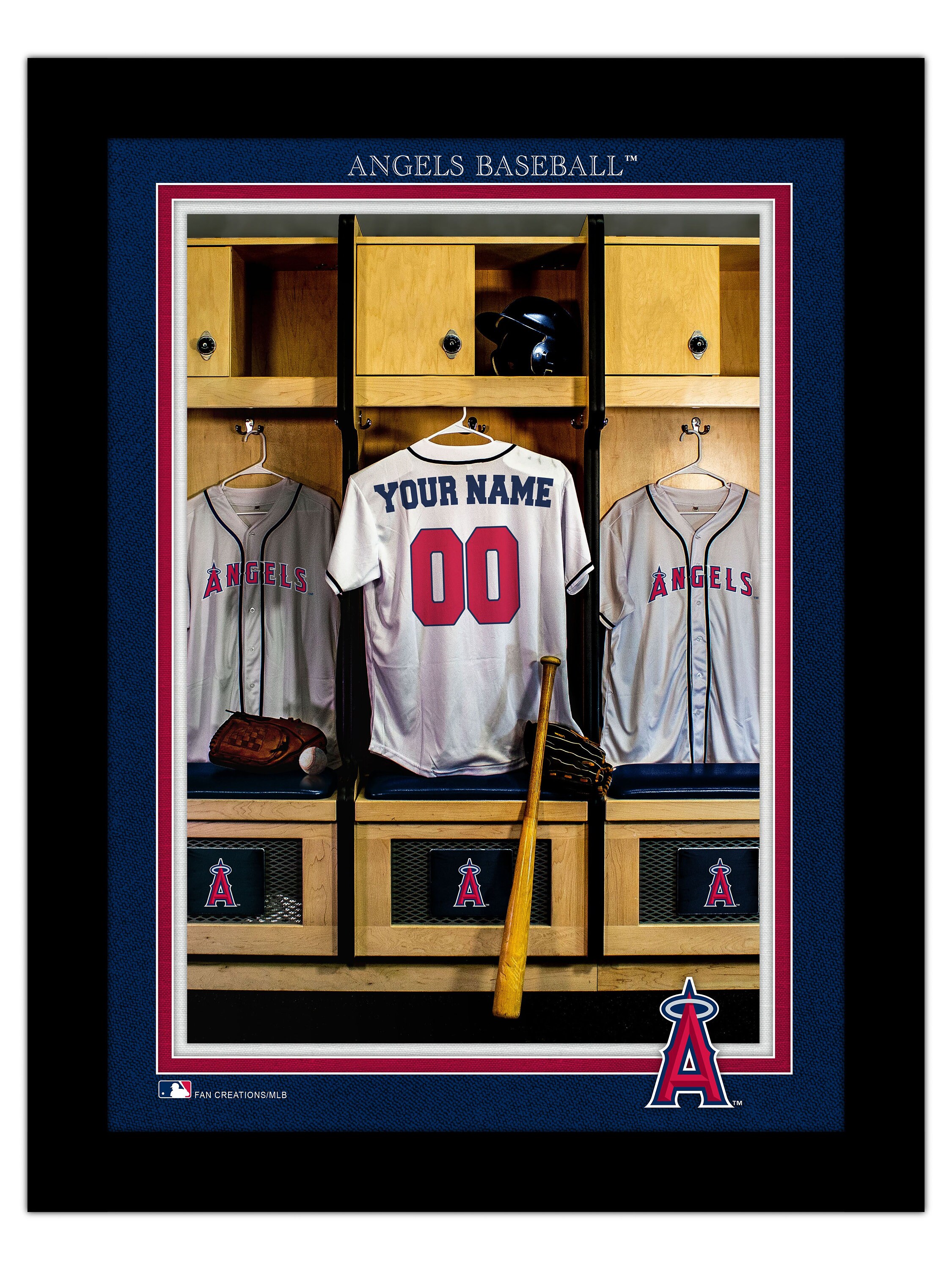 Los Angeles Angels Personalized Sign Locker Room Print Baseball FRAMED 14x18