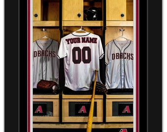 Plaque personnalisée des Diamondbacks de l'Arizona pour vestiaires, impression baseball, cadre 14 x 18