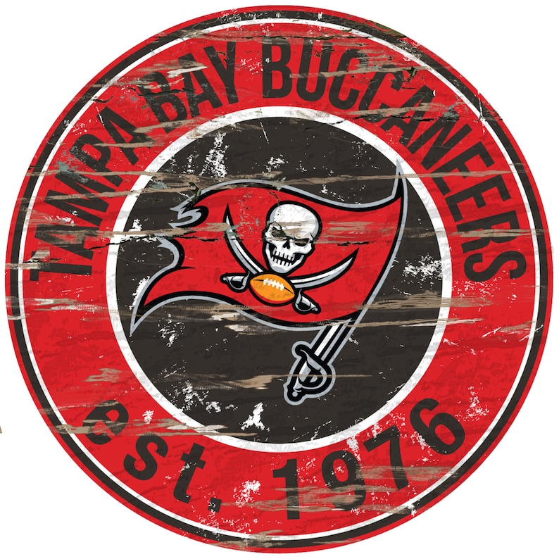 NFL Tampa Bay Buccaneers Round Distressed Established Wood - Etsy