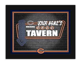 Chicago Bears Personalized Sign Framed Neon Tavern Print Sign 18x14