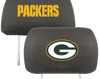 Green Bay Packers 2pc Embroidered Headrest Cover Set
