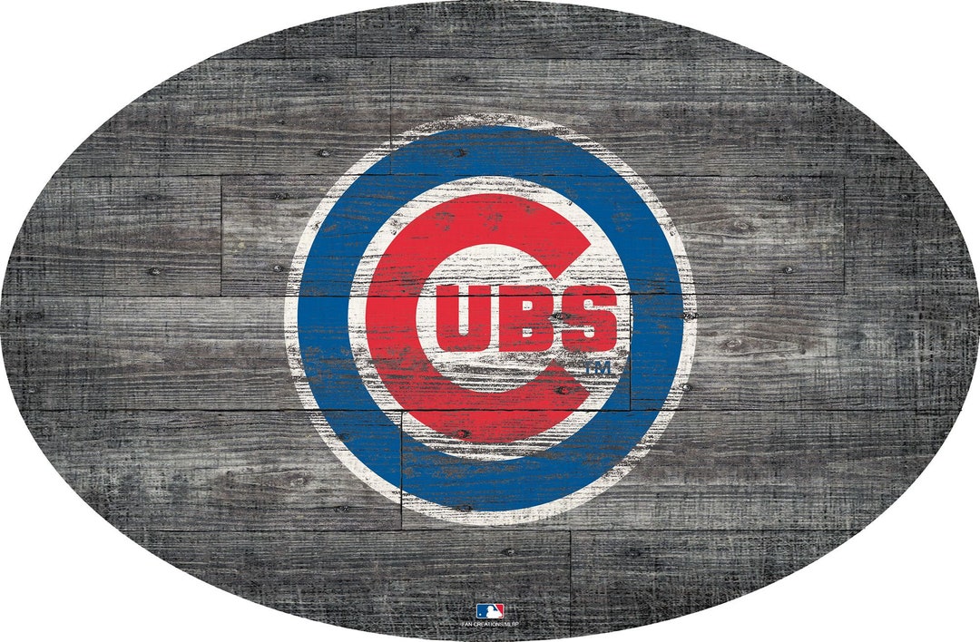 Chicago Cubs Wall Art 46 INCH Distressed Wood Sign Etsy