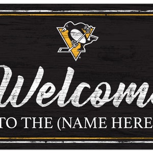Pittsburgh Penguins Personalized Sign Team Color Welcome Sign 19x11