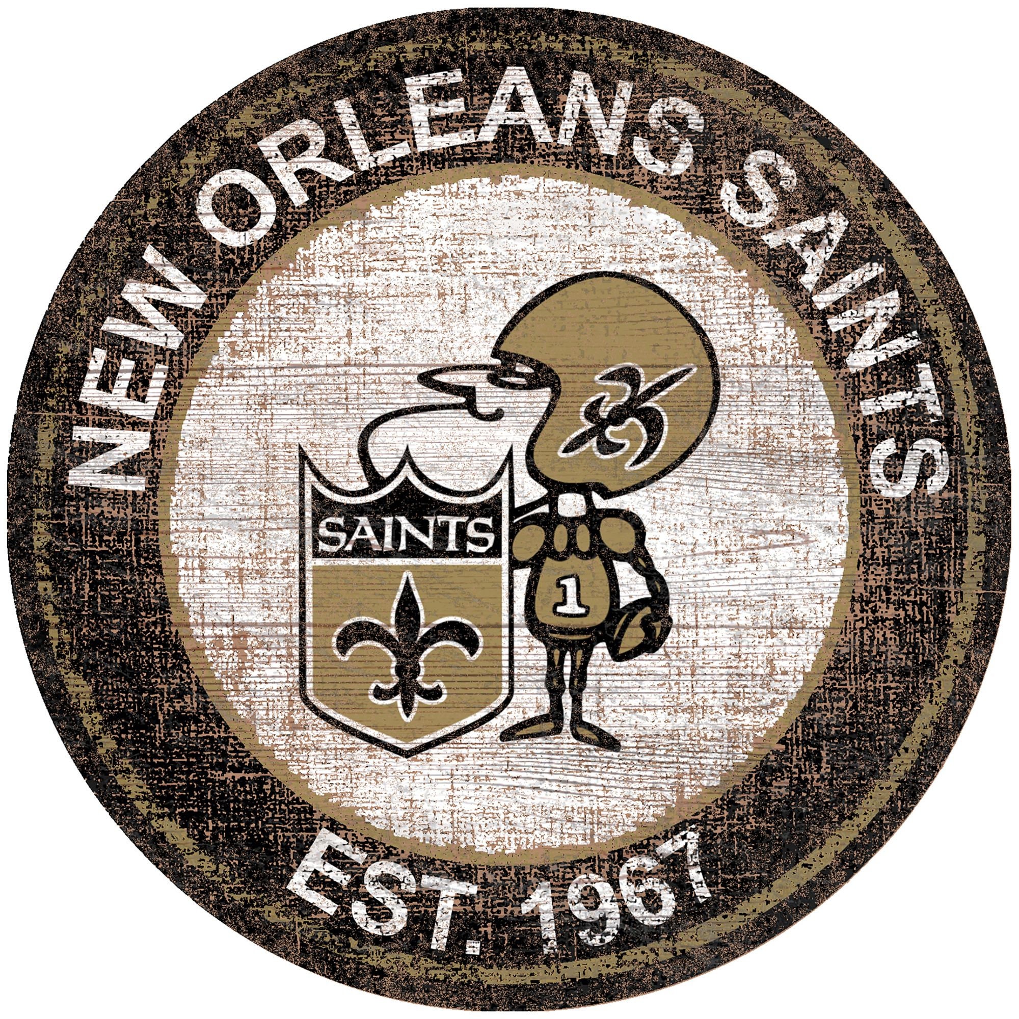 24 NFL New Orleans Saints Round Distressed Sign