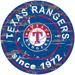Texas Rangers Round Distressed Established Wood Sign 24&quot; In Diameter