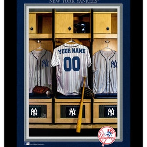 New York Yankees Personalized Sign Locker Room Print Baseball FRAMED 14x18