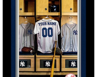 New York Yankees Personalized Sign Locker Room Print Baseball FRAMED 14x18