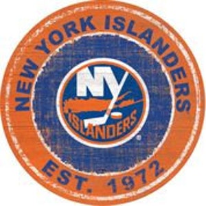 New York Islanders NHL Round Distressed Established Historic Wood Sign 24&quot; Diameter
