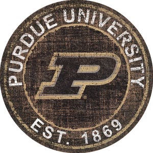 Purdue Boilermakers Sign Vintage Round Distressed Historic Wood Sign 24" Diameter