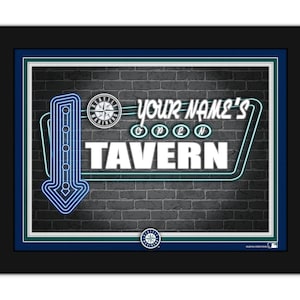 Seattle Mariners Personalized Sign Framed Neon Tavern Print Sign 18x14
