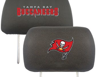 Tampa Bay Buccaneers 2pc Embroidered Headrest Cover Set