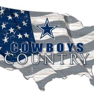 Dallas Cowboys USA Country Flag Team Sign Wood Plaque 18 x 11 NEW