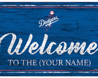 Los Angeles Dodgers Sign Personalized Welcome Sign Team Color 19x11