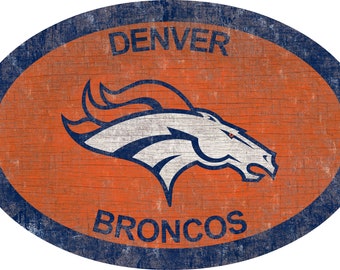 Letrero de pared de los Denver Broncos de 117 cm, desgastado y desgastado, color del equipo