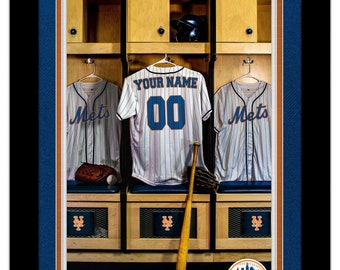 New York Mets Personalized Sign Locker Room Print Baseball FRAMED 14x18