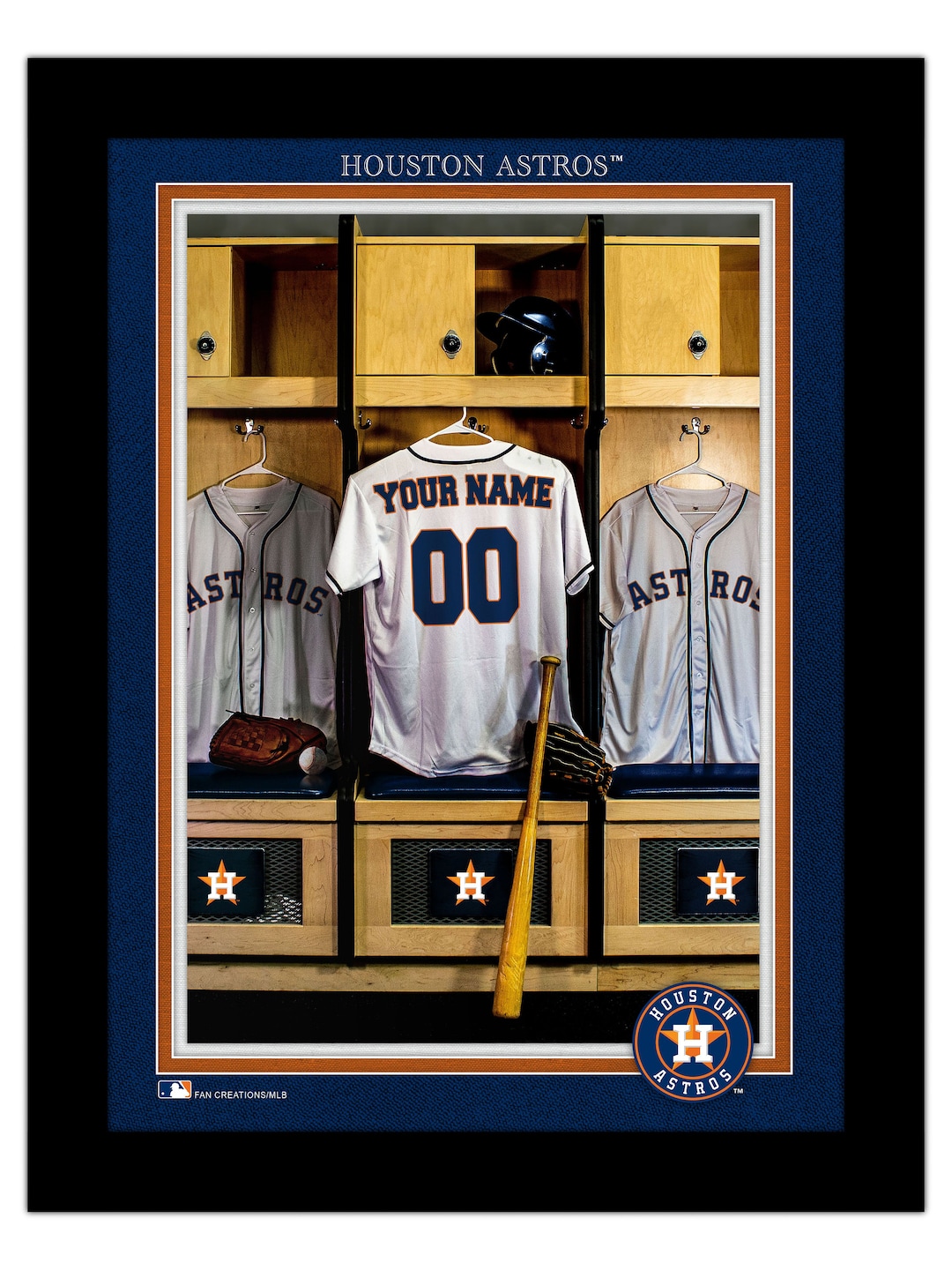 Houston Astros Personalized Sign Locker Room Print Baseball FRAMED ...