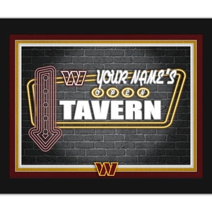 Washington Commanders Personalized Sign Framed Neon Tavern Print Sign 18x14