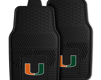 Miami Hurricanes 2pc Piece Vinyl Car Mats Heavy Duty Car Mat 18"x27"