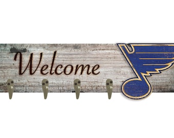 St. Louis Blues Welcome Coat Rack Coat Hanger 6" x 24"