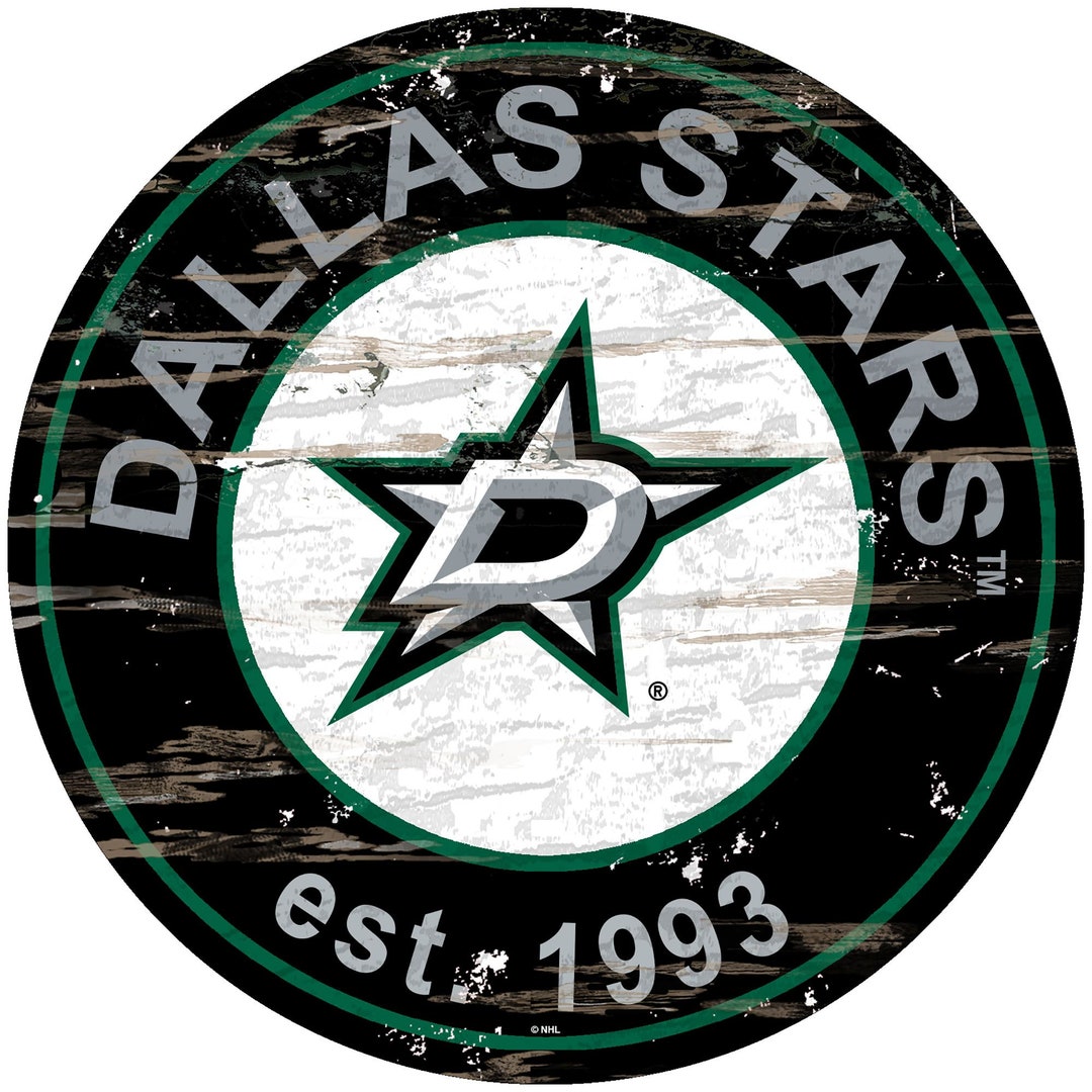 Dallas Stars Round Distressed Established Wood Sign 24
