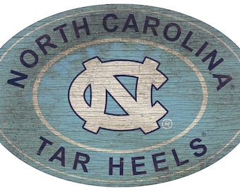 North Carolina Tar Heels Sign Historic Throwback Vintage Wall Art 46" Distressed Oval Sign
