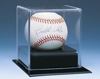 Vitrina individual de lujo para pelota de béisbol: base de acrílico, protección UV.