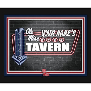 Ole Miss University Of Mississippi Personalized Sign Framed Neon Tavern Print Sign 18x14