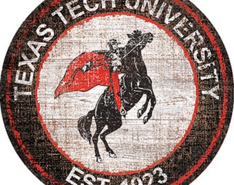 Texas Tech Red Raiders Vintage Distressed Wood Sign (24" Diameter)