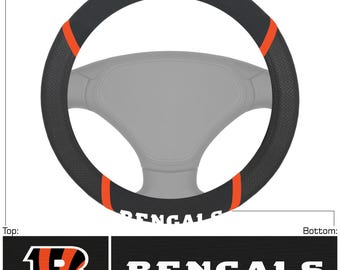 Cincinnati Bengals Embroidered Steering Wheel Cover Black