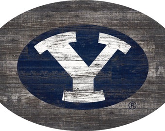 BYU Sign Wall Art 46" Distressed & Weathered Sign