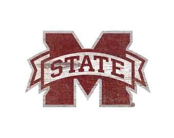 Mississippi State Bulldogs Distressed Logo Cut Out Wood Sign 24" Diameter Select NEW