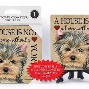 Yorkshire Terrier Yorkie Stone Coaster With Easel With Easel