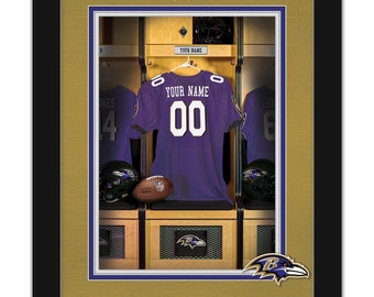Baltimore Ravens Personalized Sign Locker Room Print NFL FRAMED 14x18