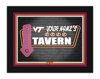 Virginia Tech Personalized Sign Framed Neon Tavern Print Sign 18x14