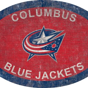 Columbus Blue Jackets Sign Wall Art 46&quot; Distressed & Weathered Sign Team Color