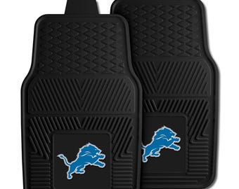 Detroit Lions 2pc Piece Vinyl Car Mats Heavy Duty Car Mat 18"x27"